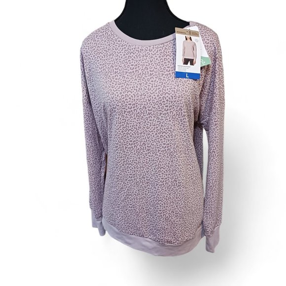 Mondetta Womens Blush Pink Leopard Print  Long Sleeve Sweater Sweatshirt… - Picture 4 of 16